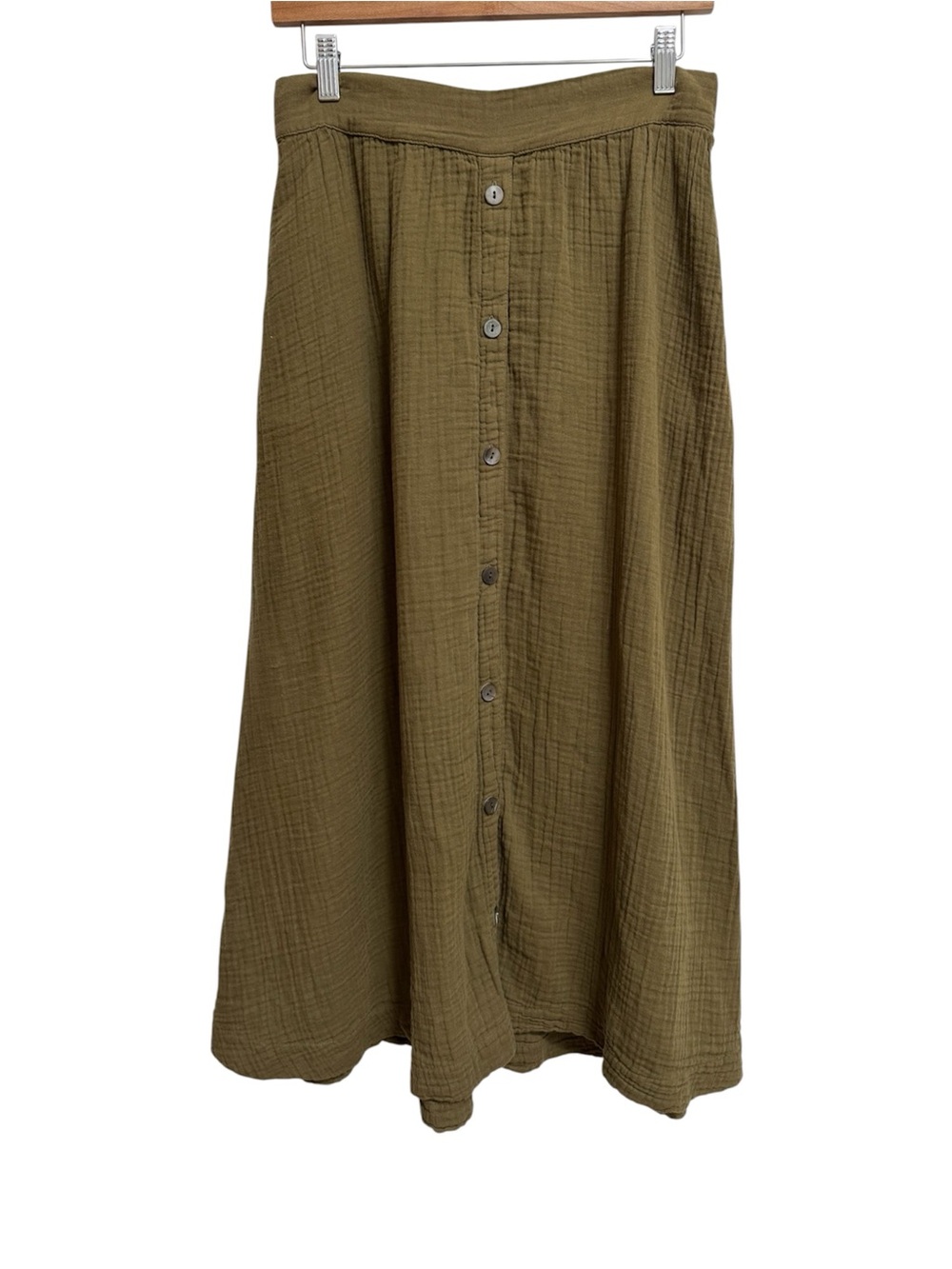 Xirena Ryan Cotton Gauze Midi Skirt Green Women’s Small Boho Beach Vacation